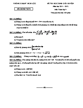 Đề thi học sinh giỏi huyện Nghi Lộc năm học 2011 - 2012 môn Toán lớp 9
